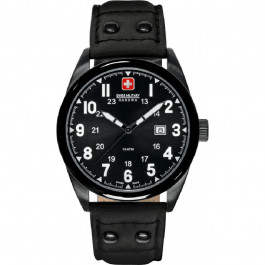 Correa de reloj Swiss Military Hanowa 06-4181.13.007-Buckle-Studs-Black Cuero Negro 22mm